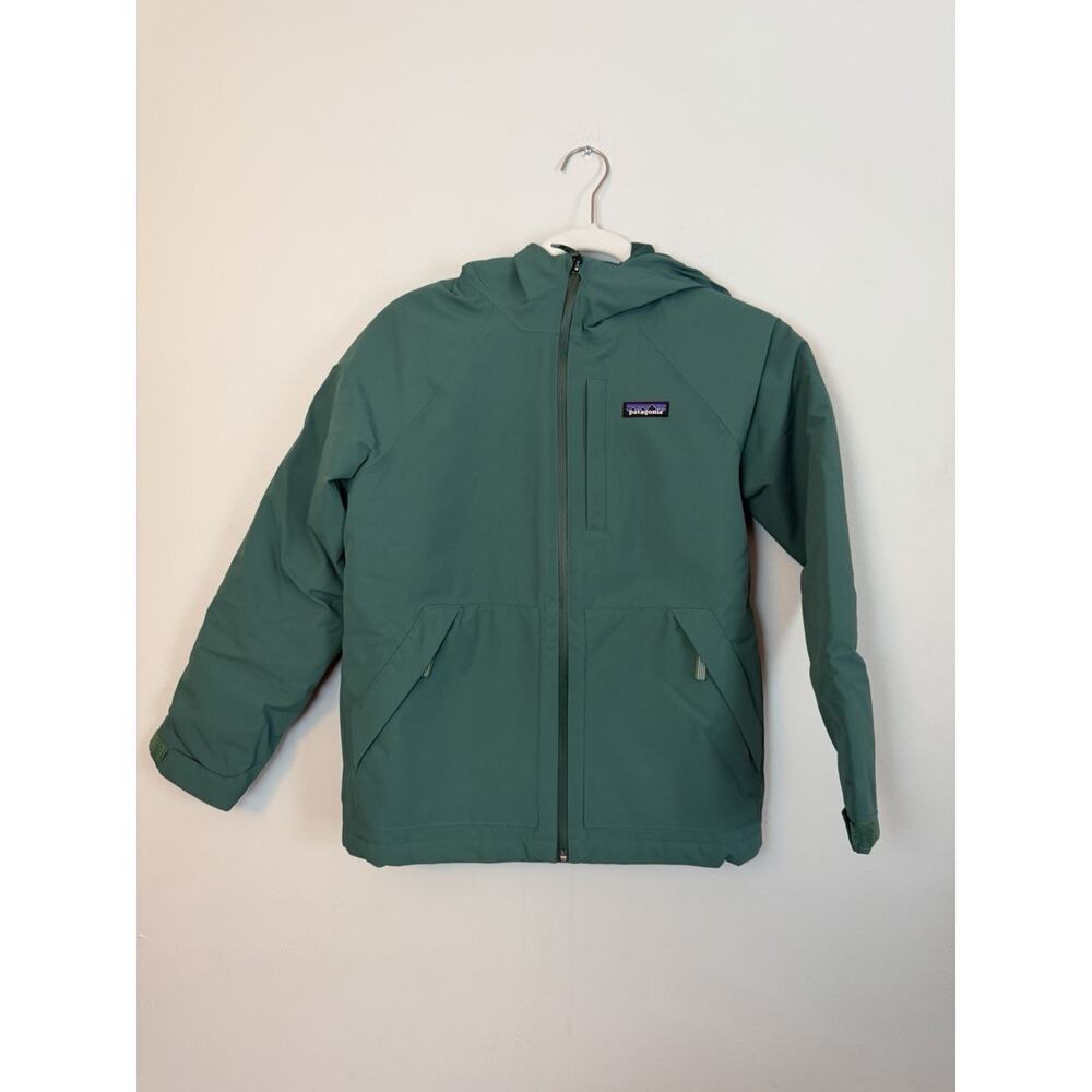 Patagonia Everyday Ready Hooded Jacket Conifer Green Waterproof Kids 10 NWT $169 - Picture 16 of 16